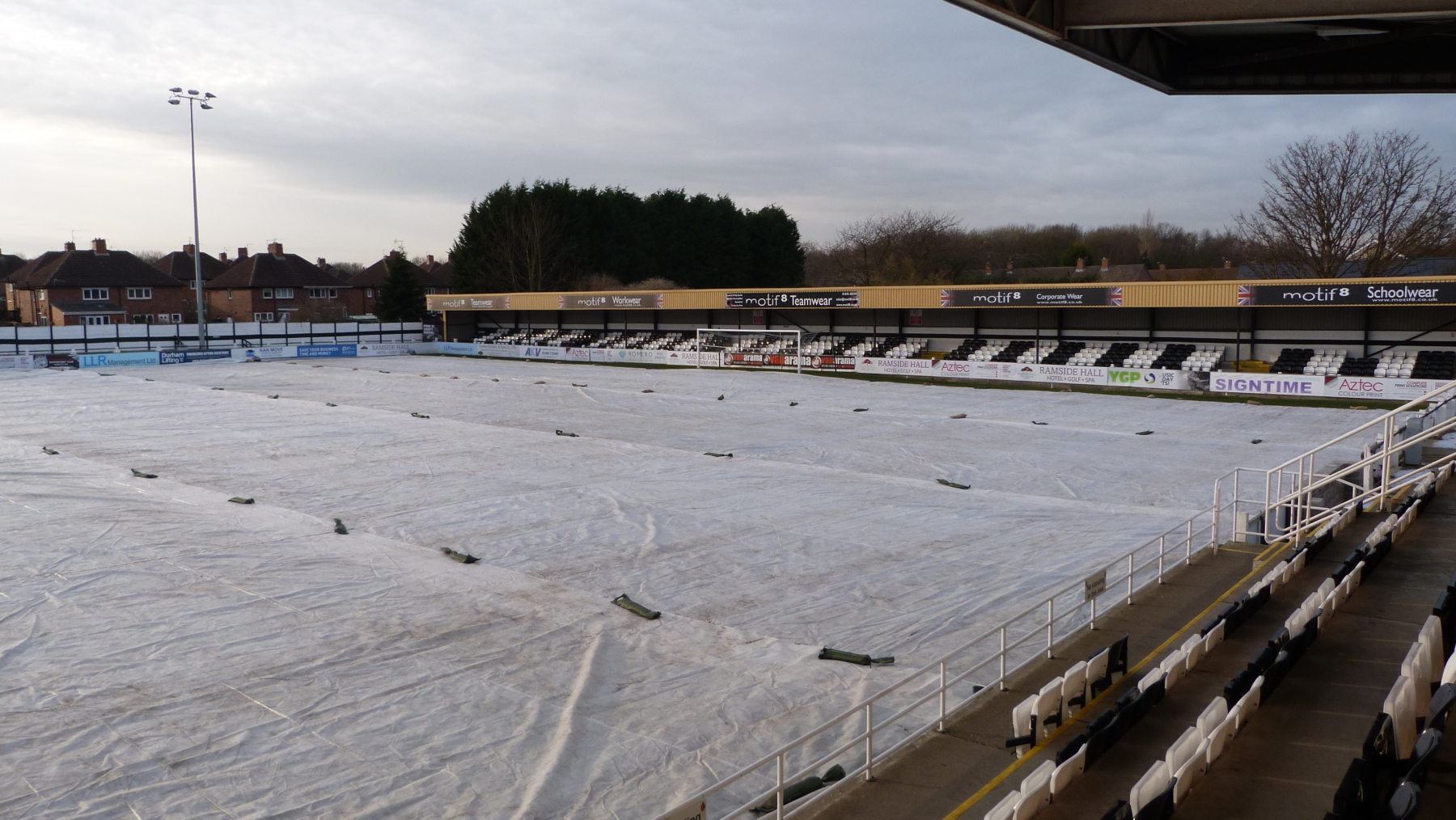 Spennymoore Town Matchsaver Air Roller Covers On Pitch