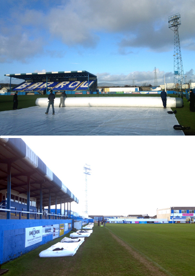 Matchsaver Pitch Protection Covers deliver to Barrow AFC