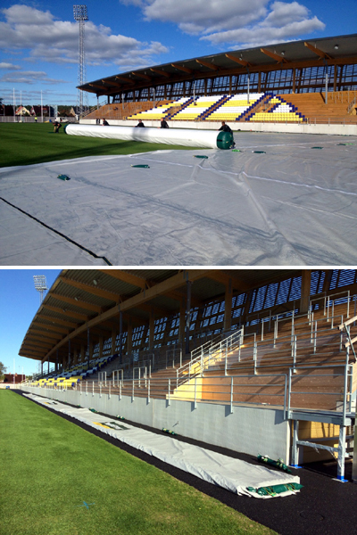 Matchsaver Pitch Protection Covers delivered to the Falkenberg Stadium, Sweden