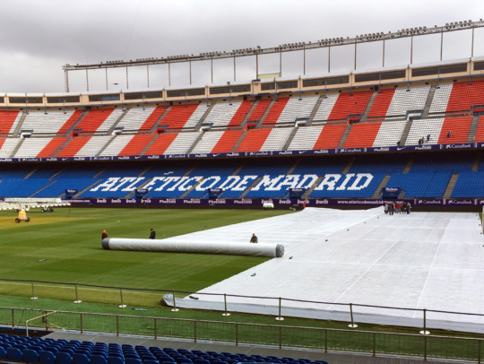 Air roller pitch covers at Atletico Madrid in Spain