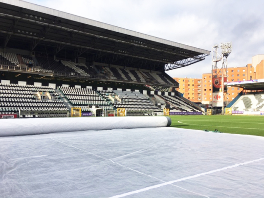 Matchsaver pitch covers at Charleroi in Belgium