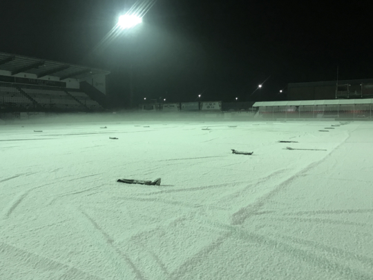 Snow covering Matchsaver pitch covers in Scotland