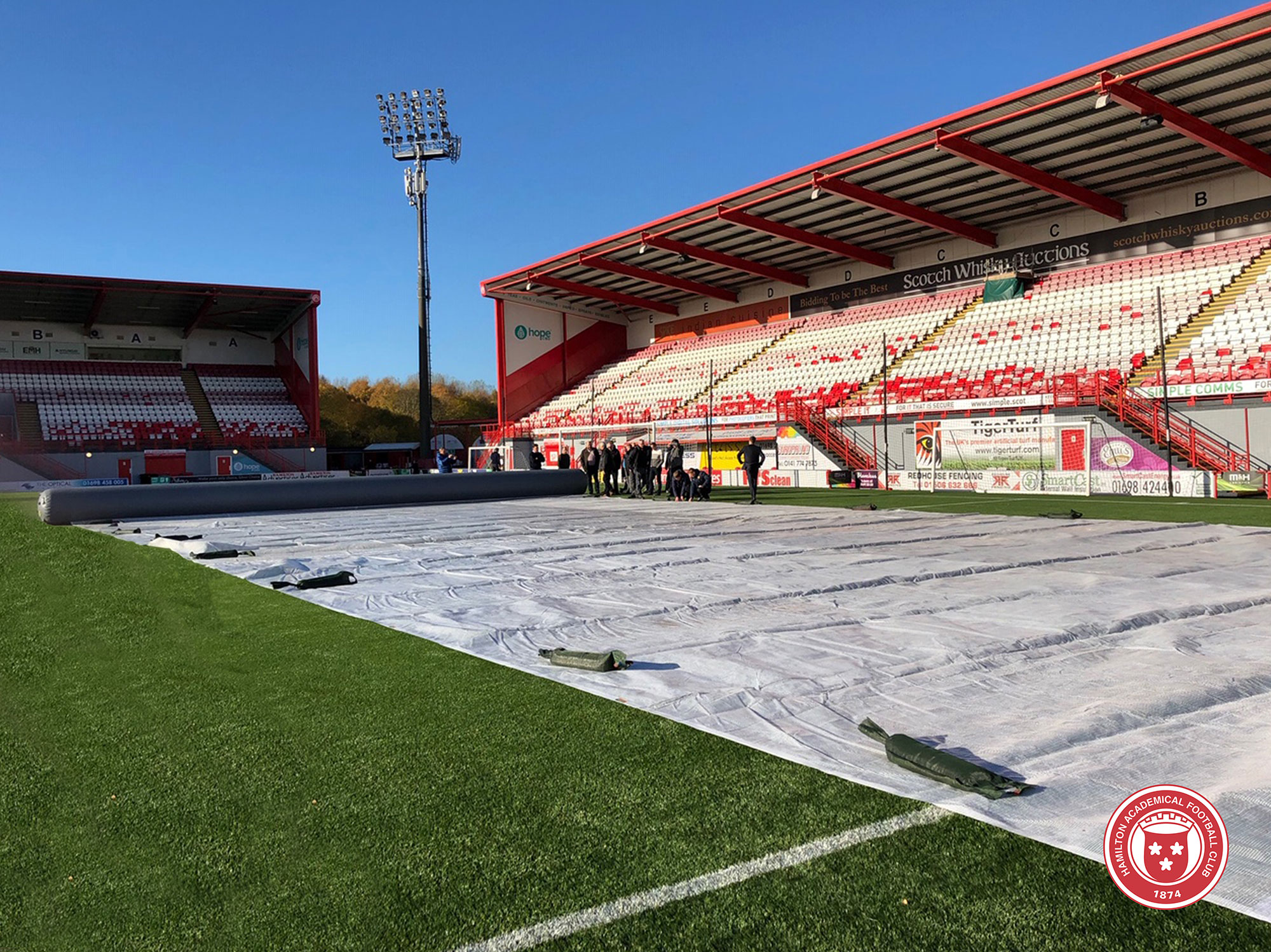 Hamilton Academical football club pitch protection covers