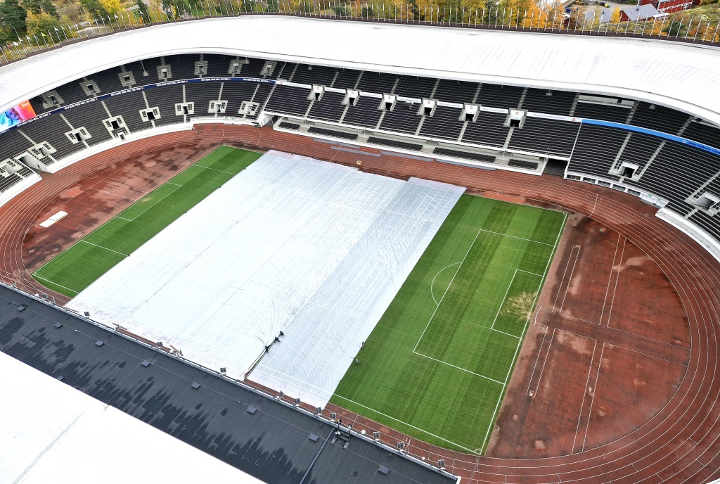 Helsinki Olympic Stadium with pitch protection